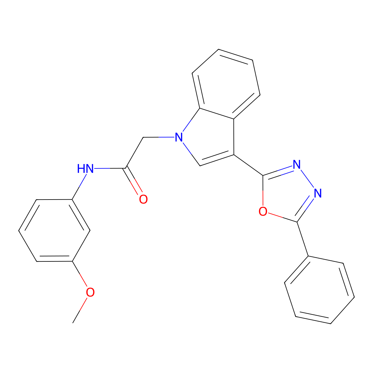 N-(3-methoxyphenyl)-2-(3-(5-phenyl-1,3,4-oxadiazol-2-yl)-1H-indol-1-yl)acetamide molecular structure, CAS 1021074-49-6