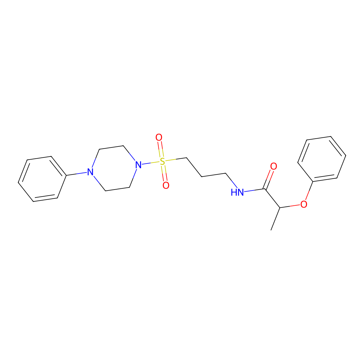 2-phenoxy-N-(3-((4-phenylpiperazin-1-yl)sulfonyl)propyl)propanamide molecular structure, CAS 1021074-50-9