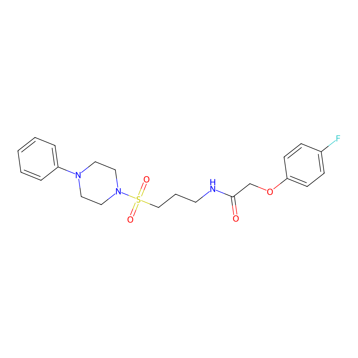 2-(4-fluorophenoxy)-N-(3-((4-phenylpiperazin-1-yl)sulfonyl)propyl)acetamide molecular structure, CAS 1021074-53-2