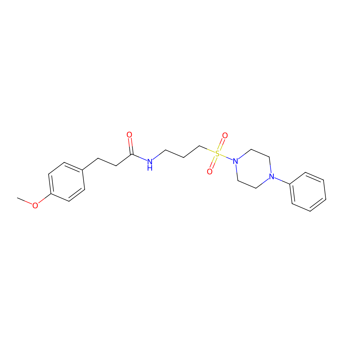 3-(4-methoxyphenyl)-N-(3-((4-phenylpiperazin-1-yl)sulfonyl)propyl)propanamide molecular structure, CAS 1021074-59-8