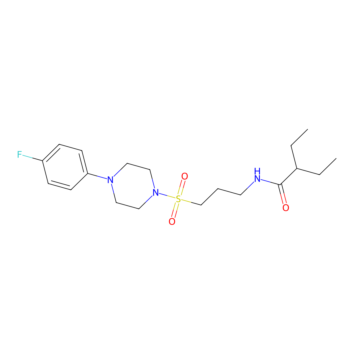 2-ethyl-N-(3-((4-(4-fluorophenyl)piperazin-1-yl)sulfonyl)propyl)butanamide molecular structure, CAS 1021074-62-3