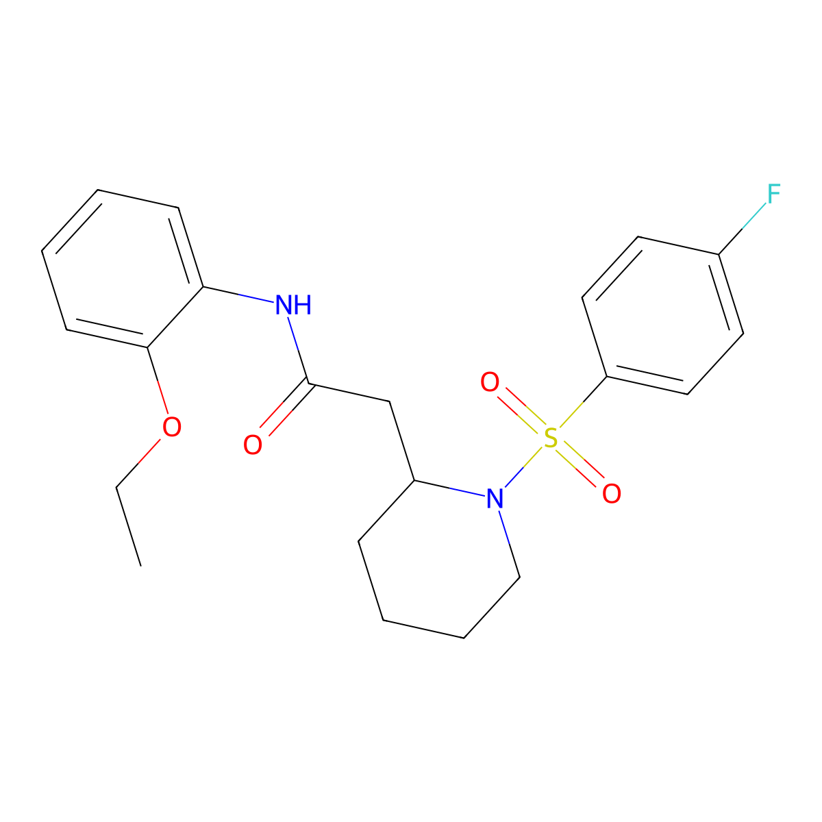 N-(2-ethoxyphenyl)-2-(1-((4-fluorophenyl)sulfonyl)piperidin-2-yl)acetamide molecular structure, CAS 1021074-72-5