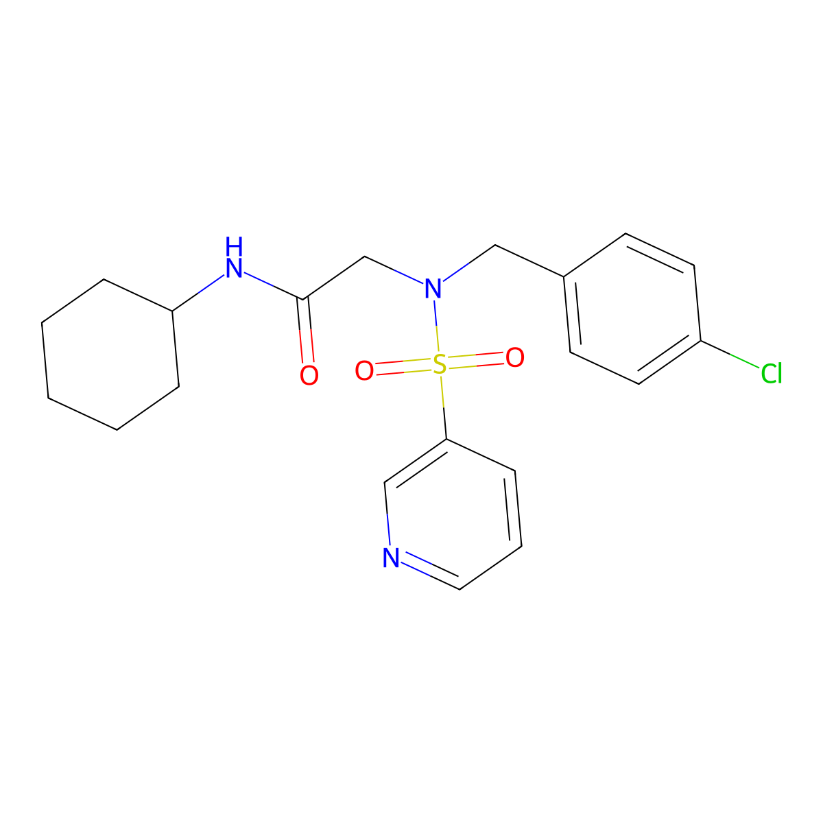 2-(N-(4-chlorobenzyl)pyridine-3-sulfonamido)-N-cyclohexylacetamide molecular structure, CAS 1021074-75-8