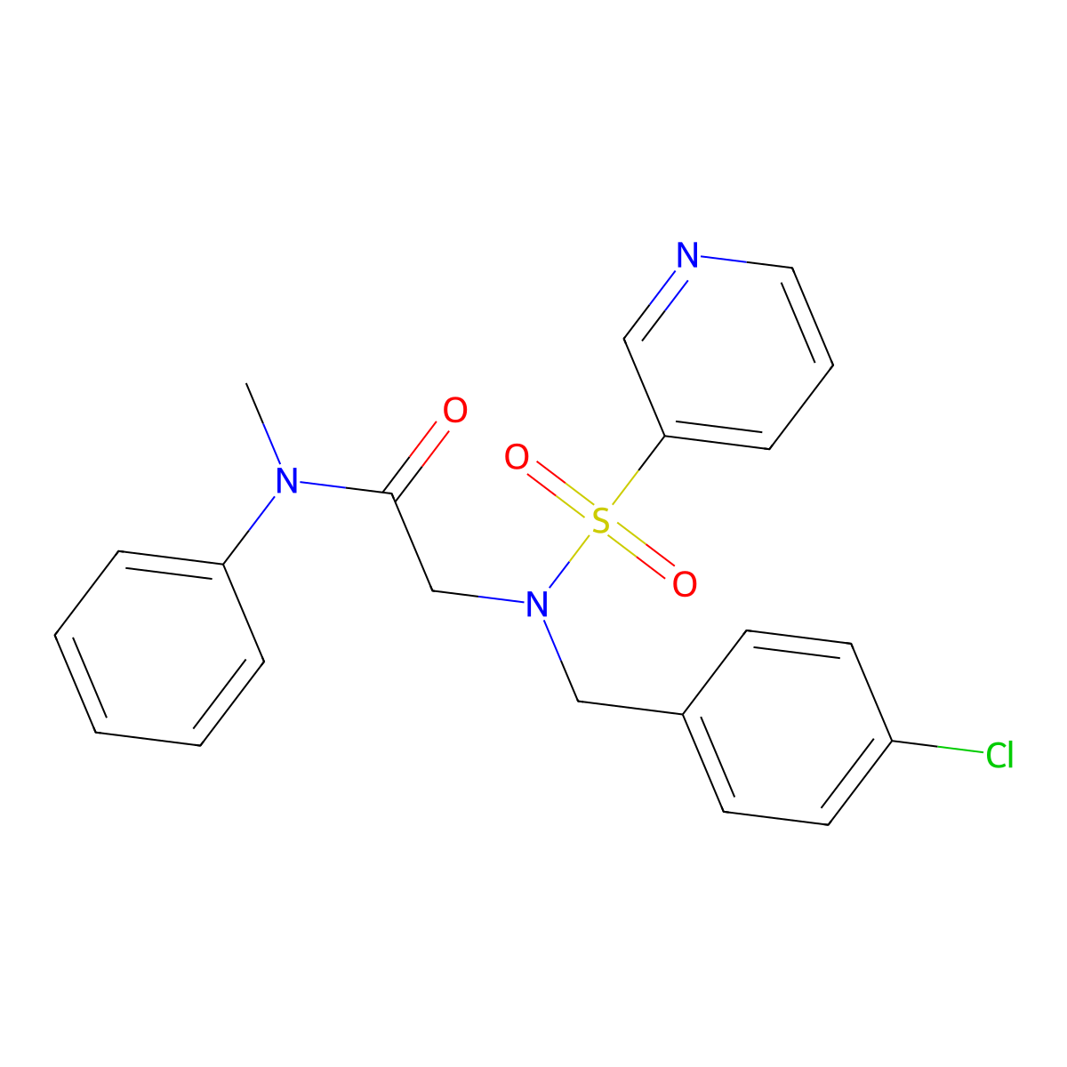 2-(N-(4-chlorobenzyl)pyridine-3-sulfonamido)-N-methyl-N-phenylacetamide molecular structure, CAS 1021074-77-0