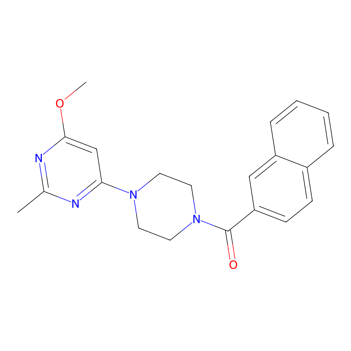 (4-(6-Methoxy-2-methylpyrimidin-4-yl)piperazin-1-yl)(naphthalen-2-yl)methanone molecular structure, CAS 1021074-78-1