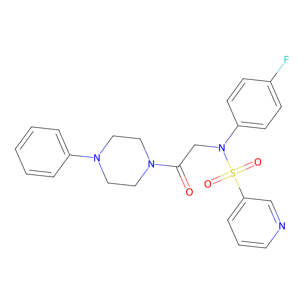 N-(4-fluorophenyl)-N-[2-oxo-2-(4-phenylpiperazin-1-yl)ethyl]pyridine-3-sulfonamide molecular structure, CAS 1021074-82-7