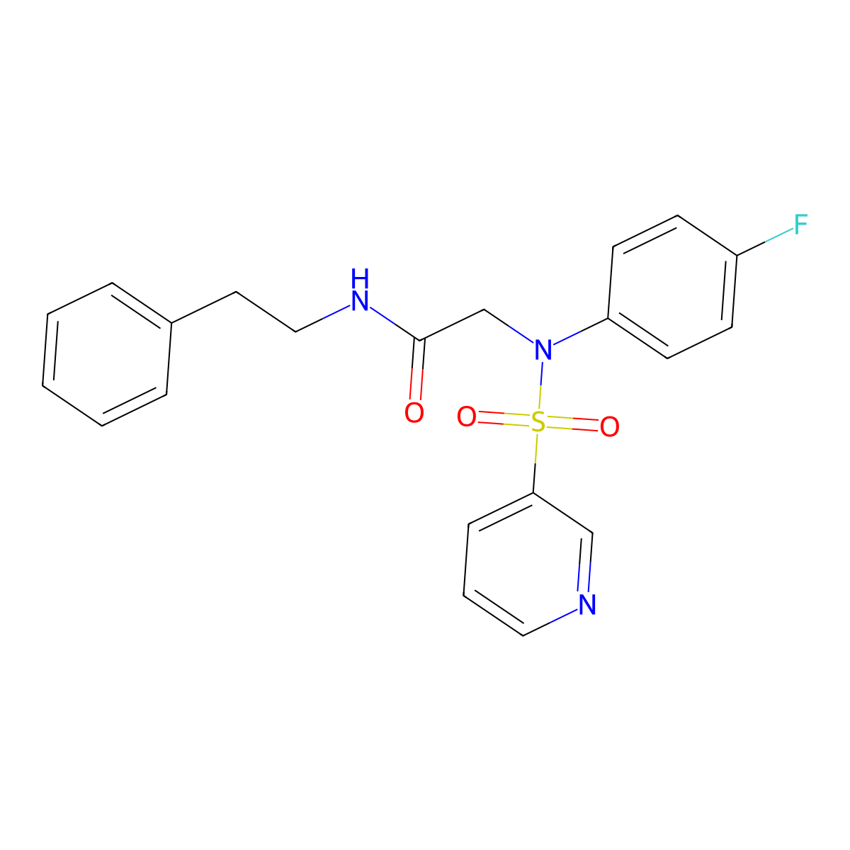 2-(N-(4-fluorophenyl)pyridine-3-sulfonamido)-N-phenethylacetamide molecular structure, CAS 1021074-84-9