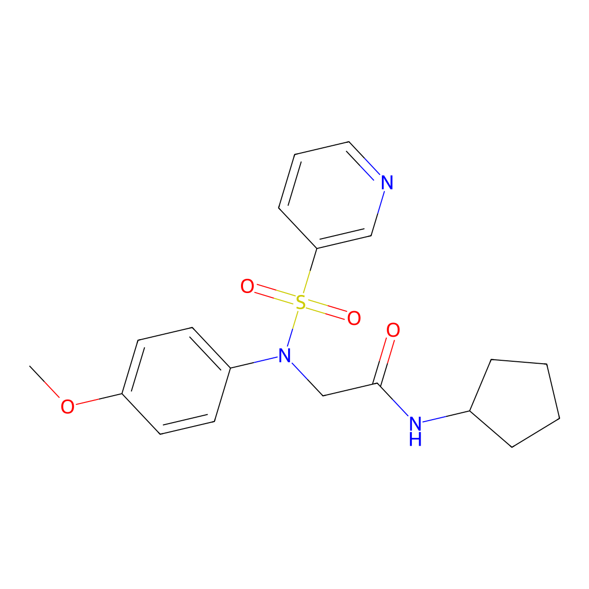 N-cyclopentyl-2-(N-(4-methoxyphenyl)pyridine-3-sulfonamido)acetamide molecular structure, CAS 1021074-87-2