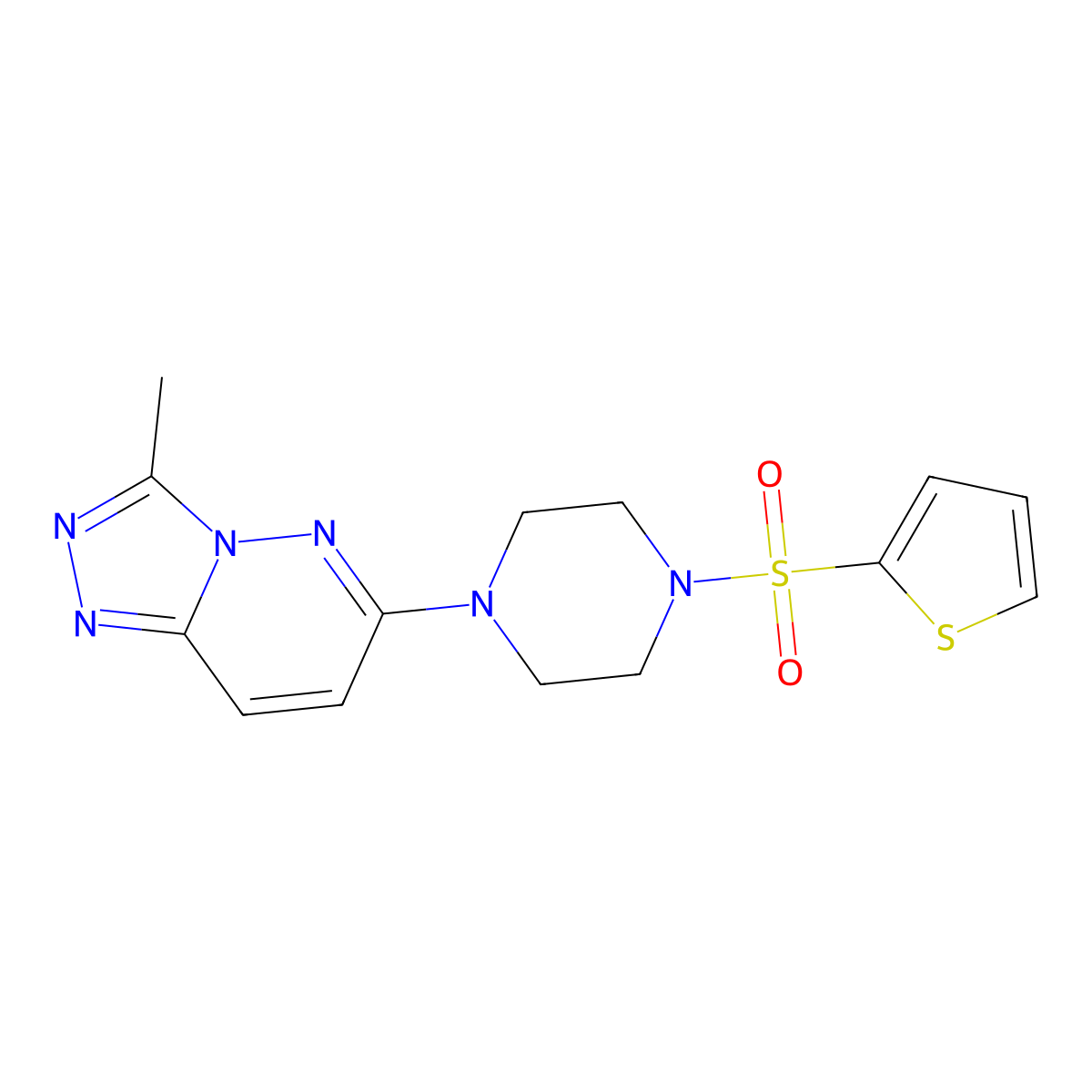 3-Methyl-6-(4-(thiophen-2-ylsulfonyl)piperazin-1-yl)-[1,2,4]triazolo[4,3-b]pyridazine molecular structure, CAS 1021075-29-5