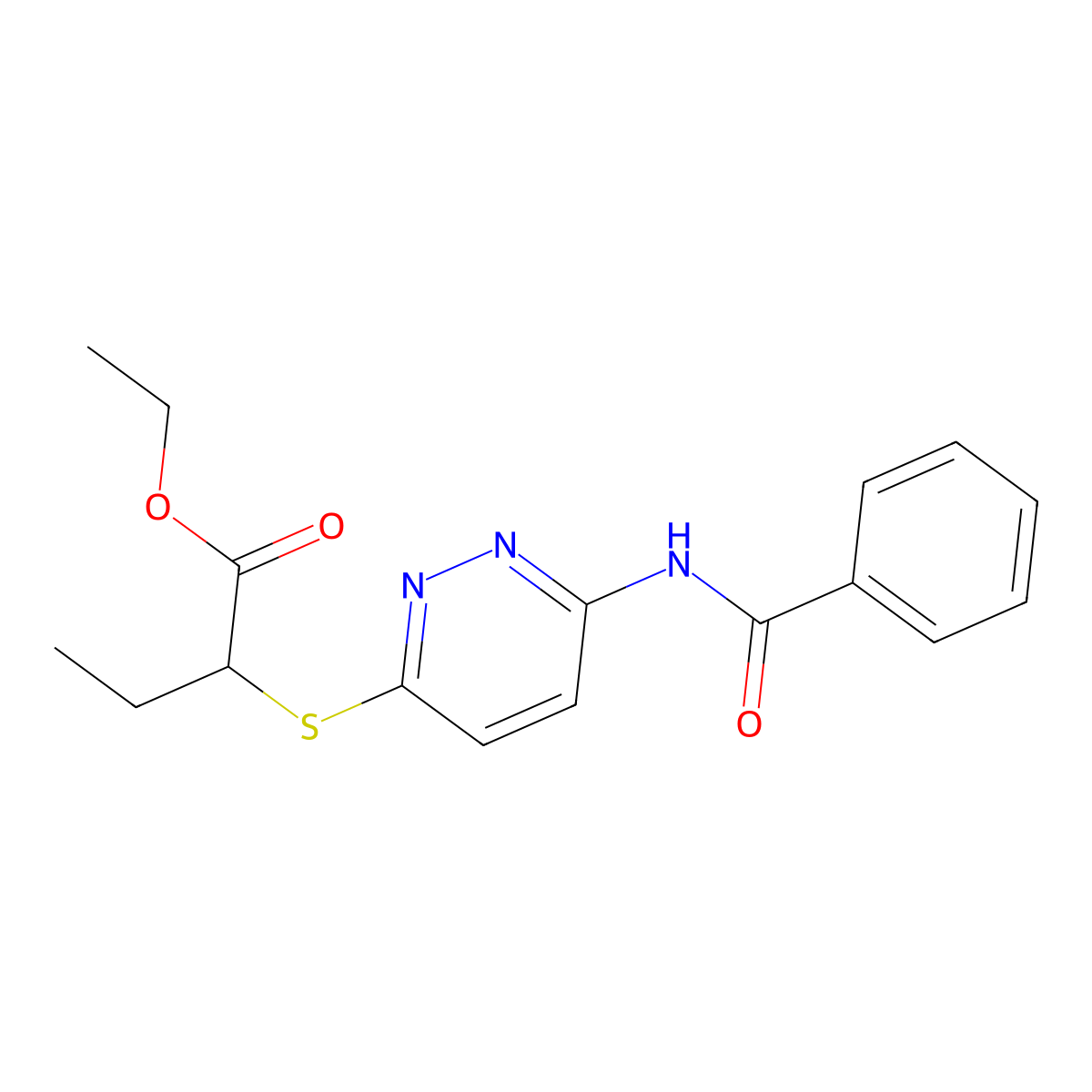 Ethyl 2-((6-benzamidopyridazin-3-yl)thio)butanoate molecular structure, CAS 1021075-32-0