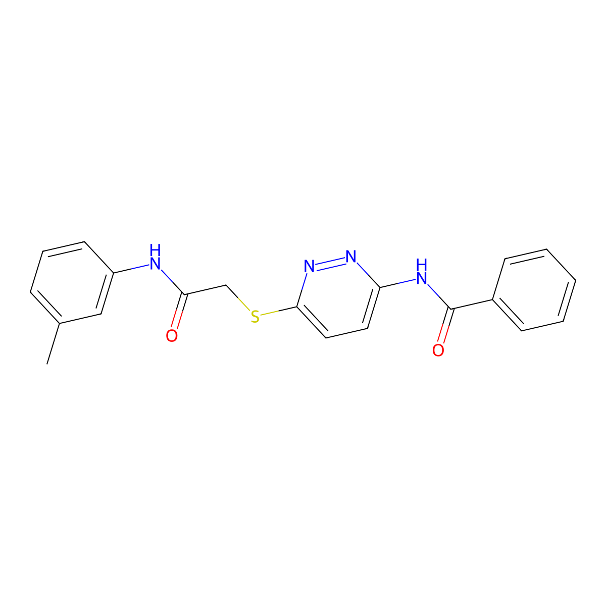 N-(6-((2-oxo-2-(m-tolylamino)ethyl)thio)pyridazin-3-yl)benzamide molecular structure, CAS 1021075-33-1
