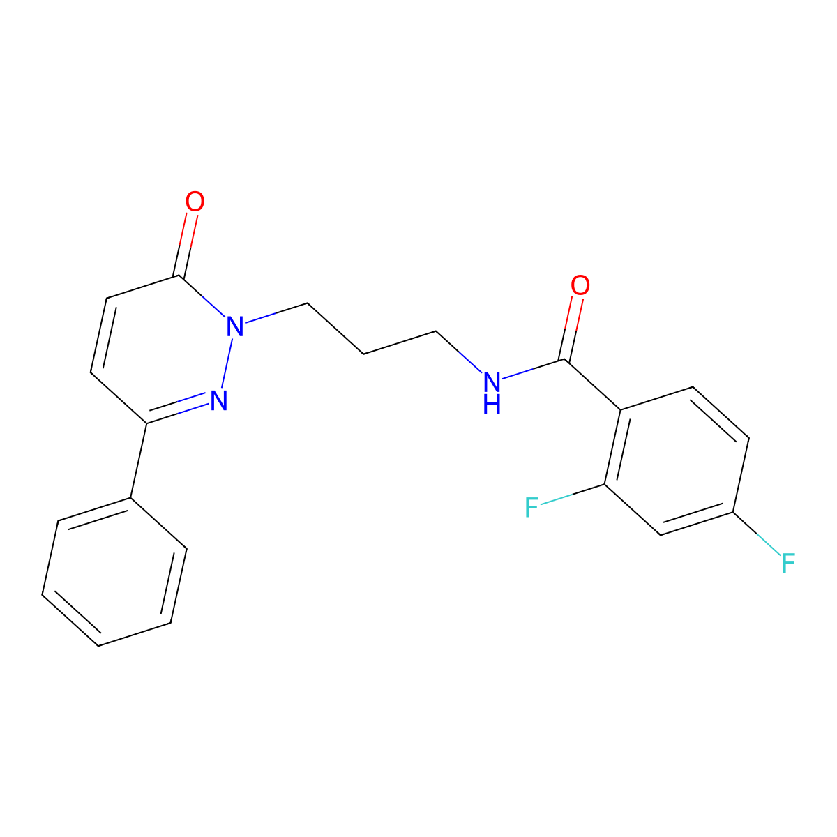 2,4-difluoro-N-(3-(6-oxo-3-phenylpyridazin-1(6H)-yl)propyl)benzamide molecular structure, CAS 1021075-62-6