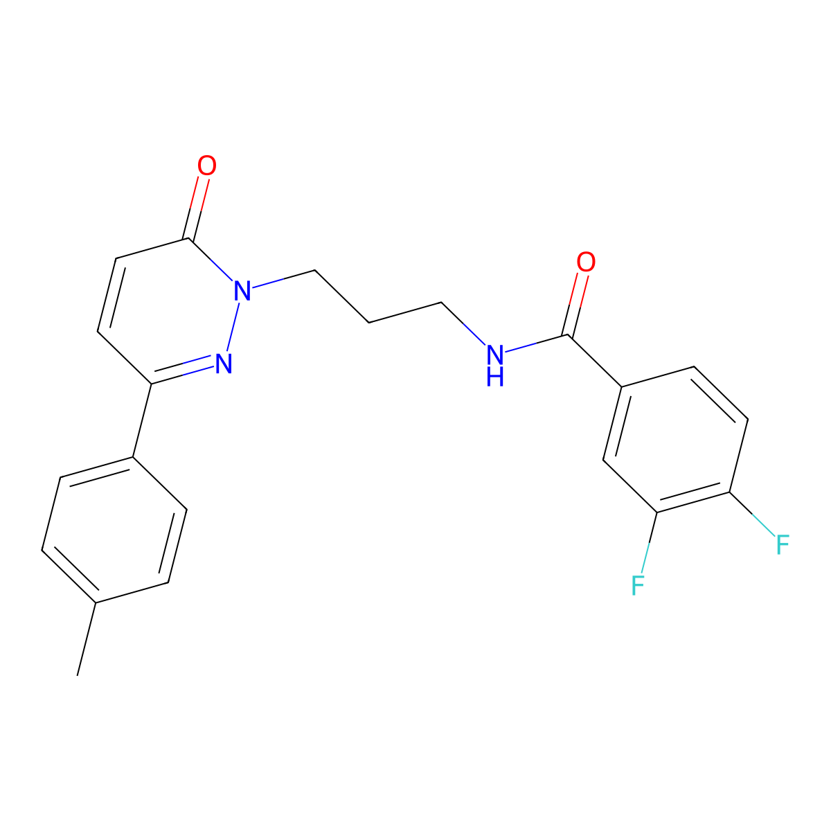 3,4-difluoro-N-(3-(6-oxo-3-(p-tolyl)pyridazin-1(6H)-yl)propyl)benzamide molecular structure, CAS 1021075-64-8