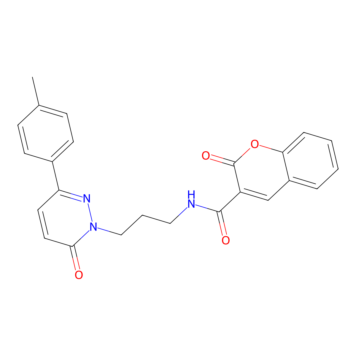 2-oxo-N-(3-(6-oxo-3-(p-tolyl)pyridazin-1(6H)-yl)propyl)-2H-chromene-3-carboxamide molecular structure, CAS 1021075-65-9