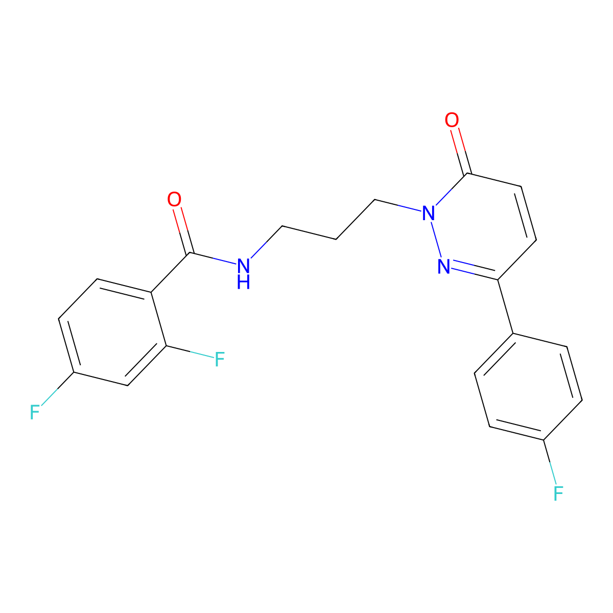 2,4-difluoro-N-(3-(3-(4-fluorophenyl)-6-oxopyridazin-1(6H)-yl)propyl)benzamide molecular structure, CAS 1021075-68-2