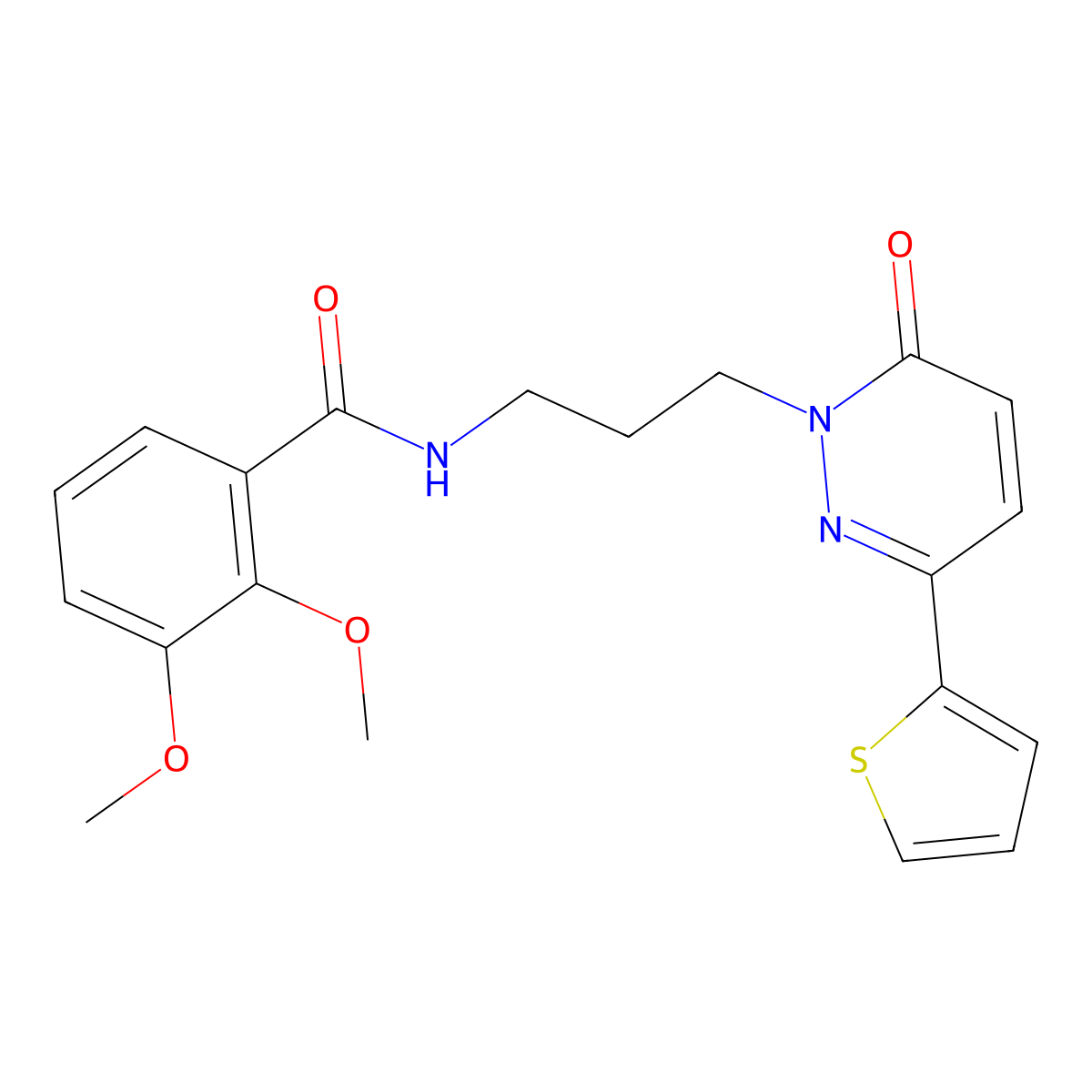 2,3-dimethoxy-N-(3-(6-oxo-3-(thiophen-2-yl)pyridazin-1(6H)-yl)propyl)benzamide molecular structure, CAS 1021075-69-3