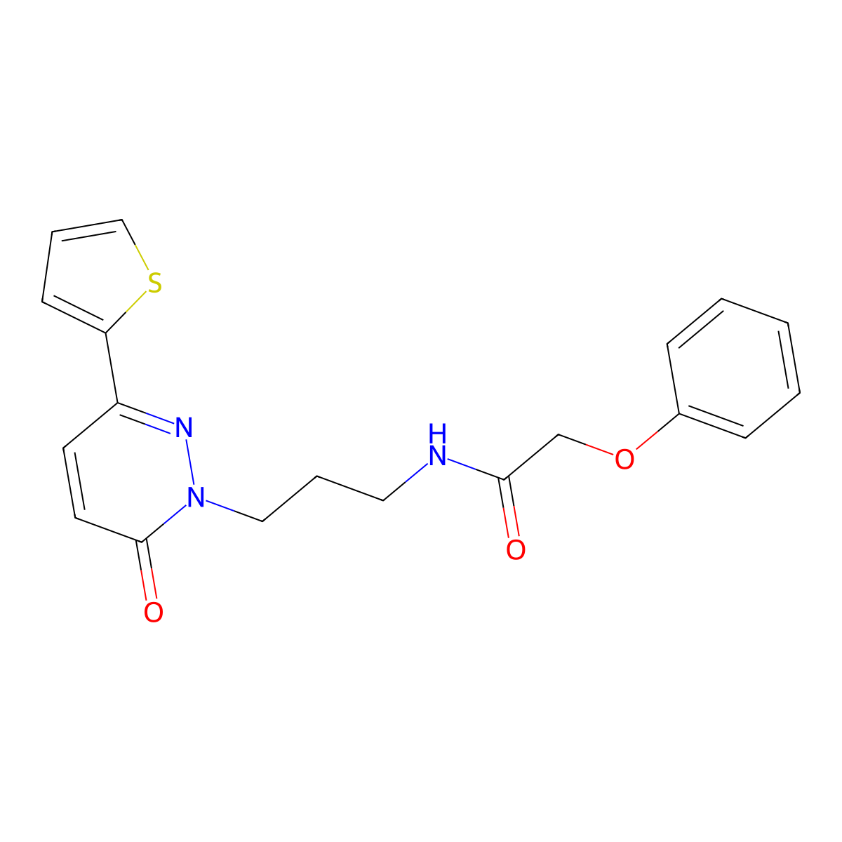 N-(3-(6-oxo-3-(thiophen-2-yl)pyridazin-1(6H)-yl)propyl)-2-phenoxyacetamide molecular structure, CAS 1021075-70-6