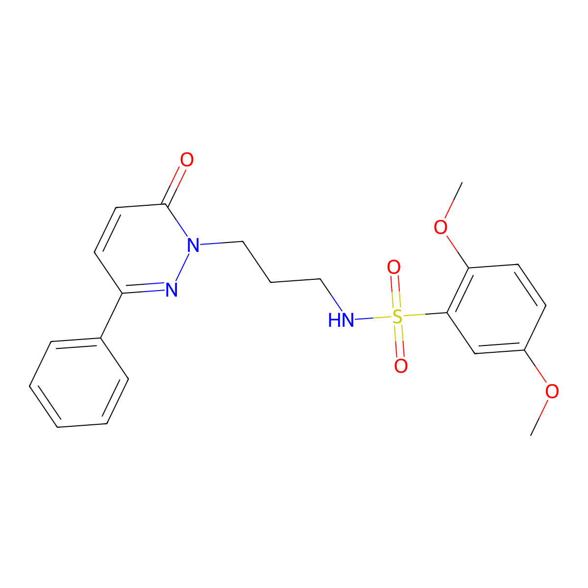 2,5-dimethoxy-N-(3-(6-oxo-3-phenylpyridazin-1(6H)-yl)propyl)benzenesulfonamide molecular structure, CAS 1021075-72-8