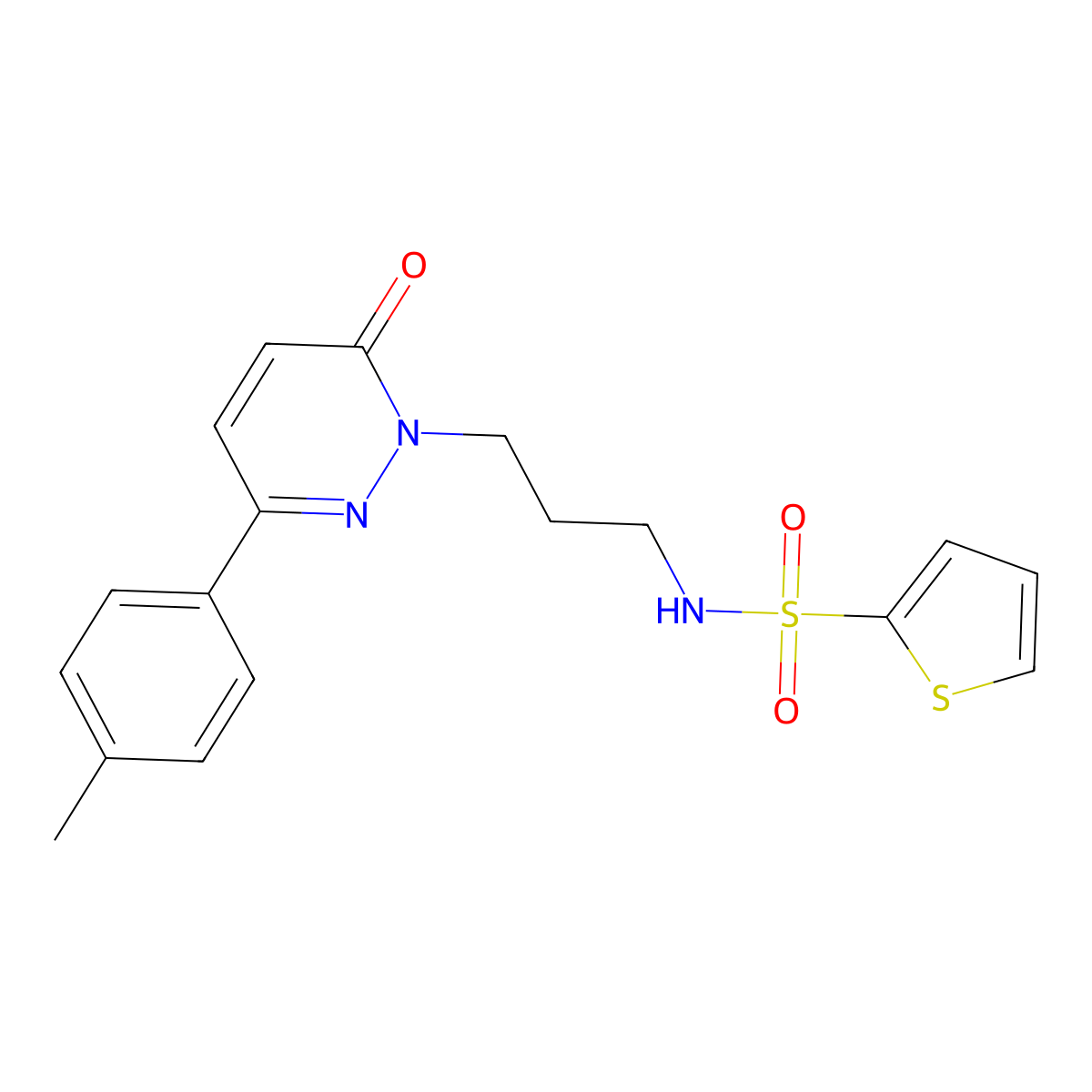 N-(3-(6-oxo-3-(p-tolyl)pyridazin-1(6H)-yl)propyl)thiophene-2-sulfonamide molecular structure, CAS 1021075-79-5