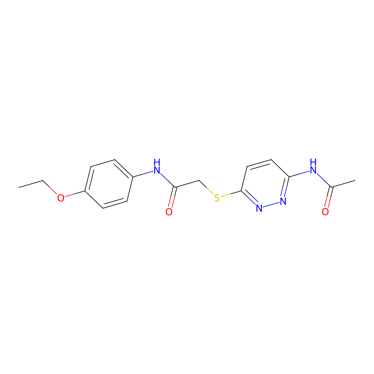 2-((6-acetamidopyridazin-3-yl)thio)-N-(4-ethoxyphenyl)acetamide molecular structure, CAS 1021075-89-7