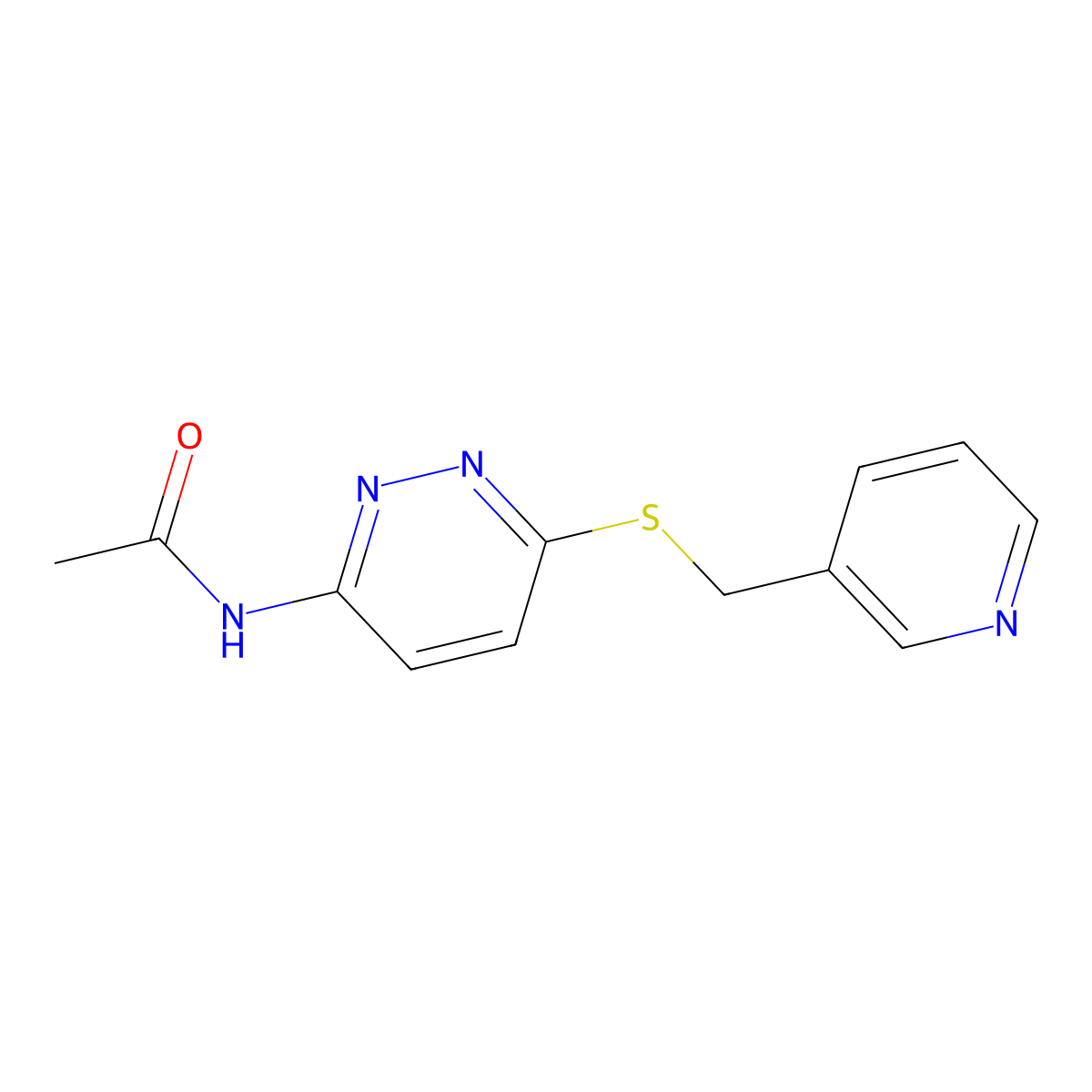N-(6-((pyridin-3-ylmethyl)thio)pyridazin-3-yl)acetamide molecular structure, CAS 1021075-95-5