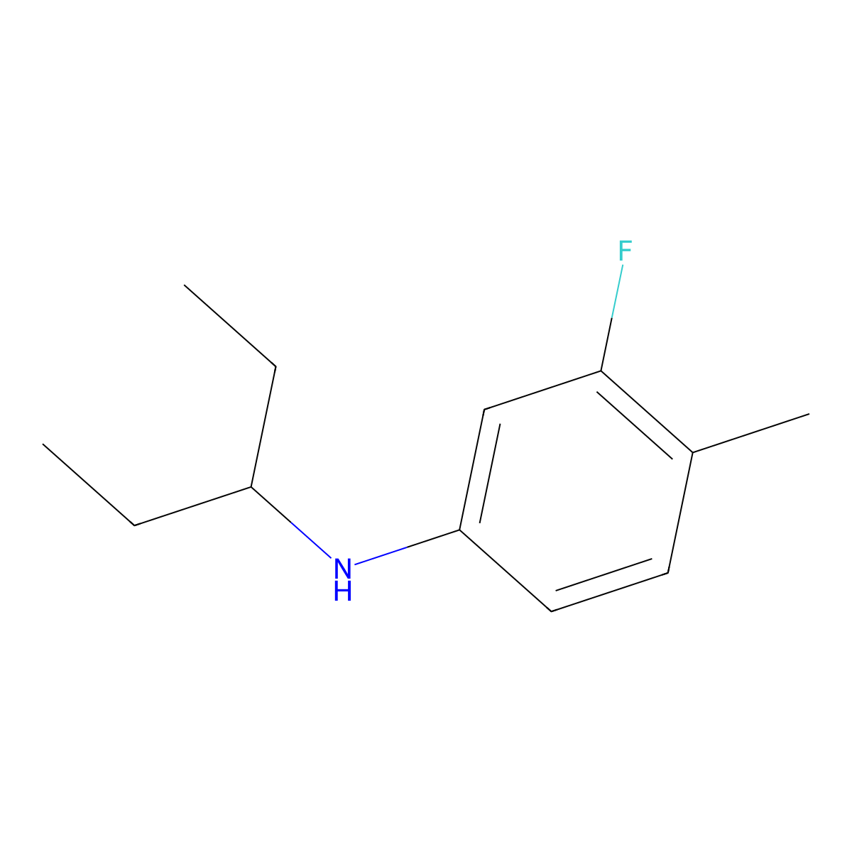 3-fluoro-4-methyl-N-(pentan-3-yl)aniline molecular structure, CAS 1021077-03-1