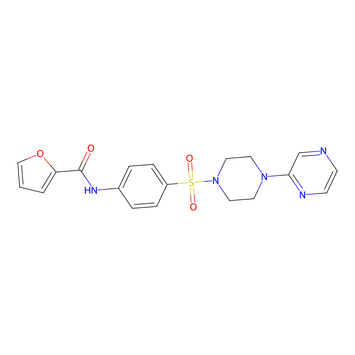 N-(4-((4-(pyrazin-2-yl)piperazin-1-yl)sulfonyl)phenyl)furan-2-carboxamide molecular structure, CAS 1021077-11-1