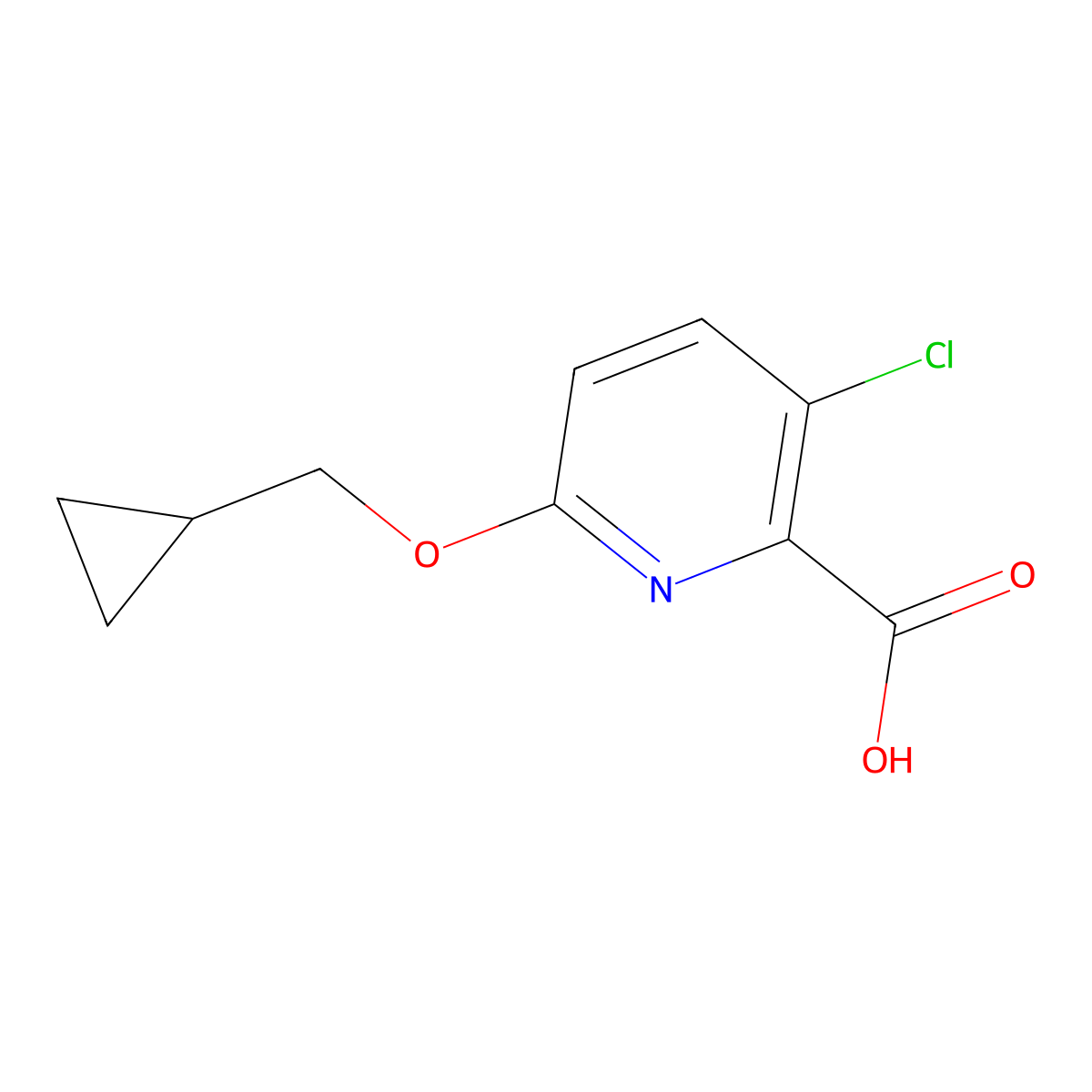 3-Chloro-6-(cyclopropylmethoxy)pyridine-2-carboxylic acid molecular structure, CAS 1021077-73-5