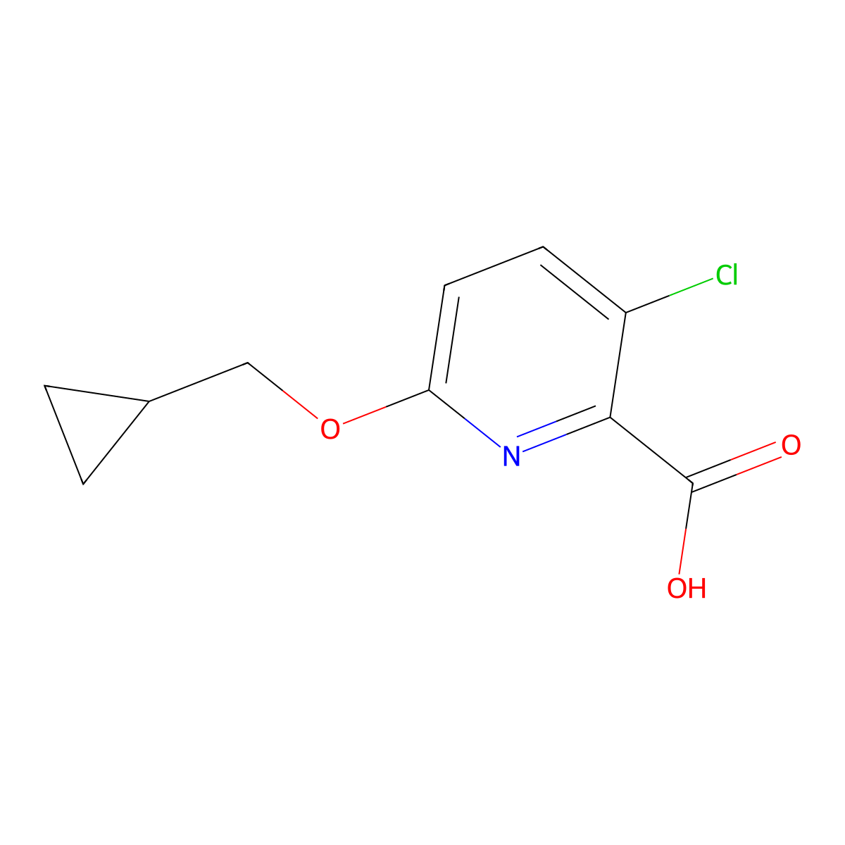 3-Chloro-6-(cyclopropylmethoxy)pyridine-2-carboxylic acid molecular structure, CAS 1021077-73-5