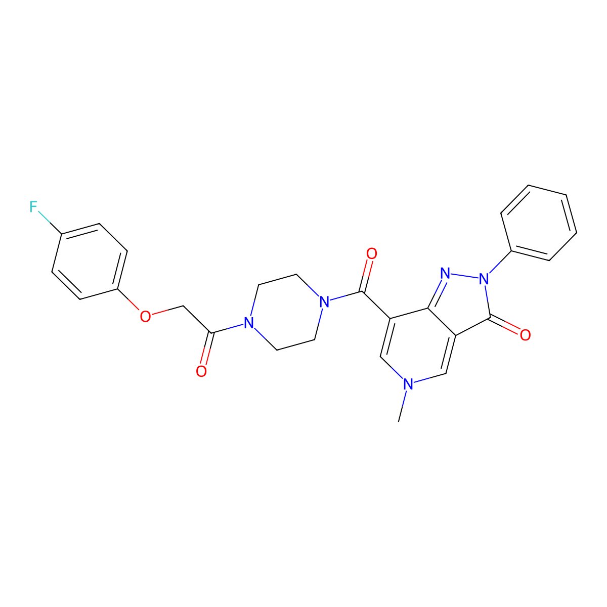 7-(4-(2-(4-fluorophenoxy)acetyl)piperazine-1-carbonyl)-5-methyl-2-phenyl-2H-pyrazolo[4,3-c]pyridin-3(5H)-one molecular structure, CAS 1021077-83-7