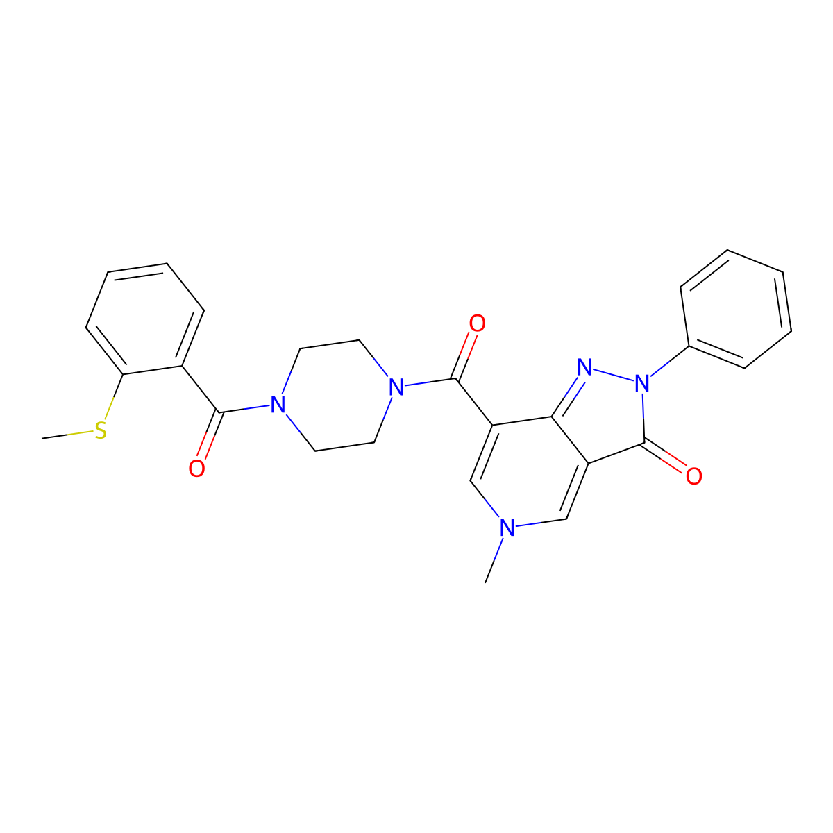 5-methyl-7-(4-(2-(methylthio)benzoyl)piperazine-1-carbonyl)-2-phenyl-2H-pyrazolo[4,3-c]pyridin-3(5H)-one molecular structure, CAS 1021077-93-9