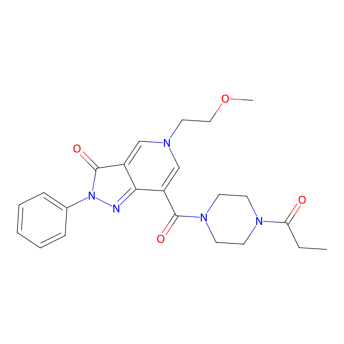 5-(2-methoxyethyl)-2-phenyl-7-(4-propionylpiperazine-1-carbonyl)-2H-pyrazolo[4,3-c]pyridin-3(5H)-one molecular structure, CAS 1021077-96-2