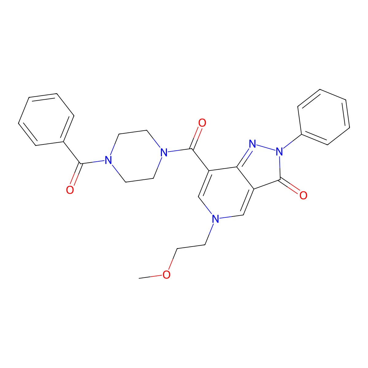 7-(4-benzoylpiperazine-1-carbonyl)-5-(2-methoxyethyl)-2-phenyl-2H-pyrazolo[4,3-c]pyridin-3(5H)-one molecular structure, CAS 1021078-02-3