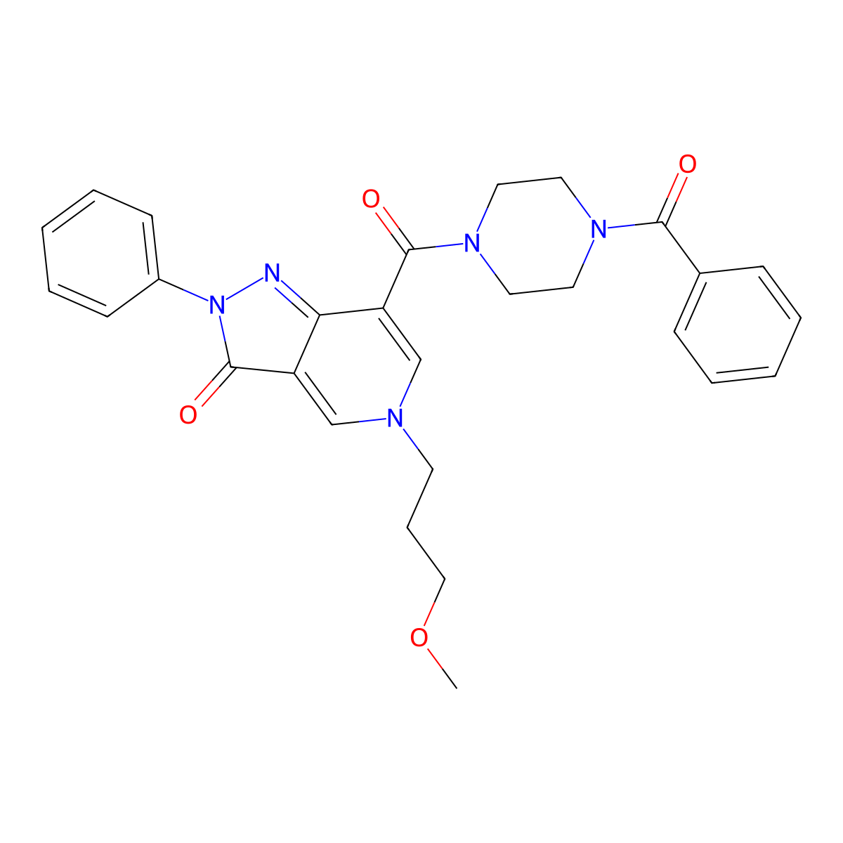 7-(4-benzoylpiperazine-1-carbonyl)-5-(3-methoxypropyl)-2-phenyl-2H-pyrazolo[4,3-c]pyridin-3(5H)-one molecular structure, CAS 1021078-14-7