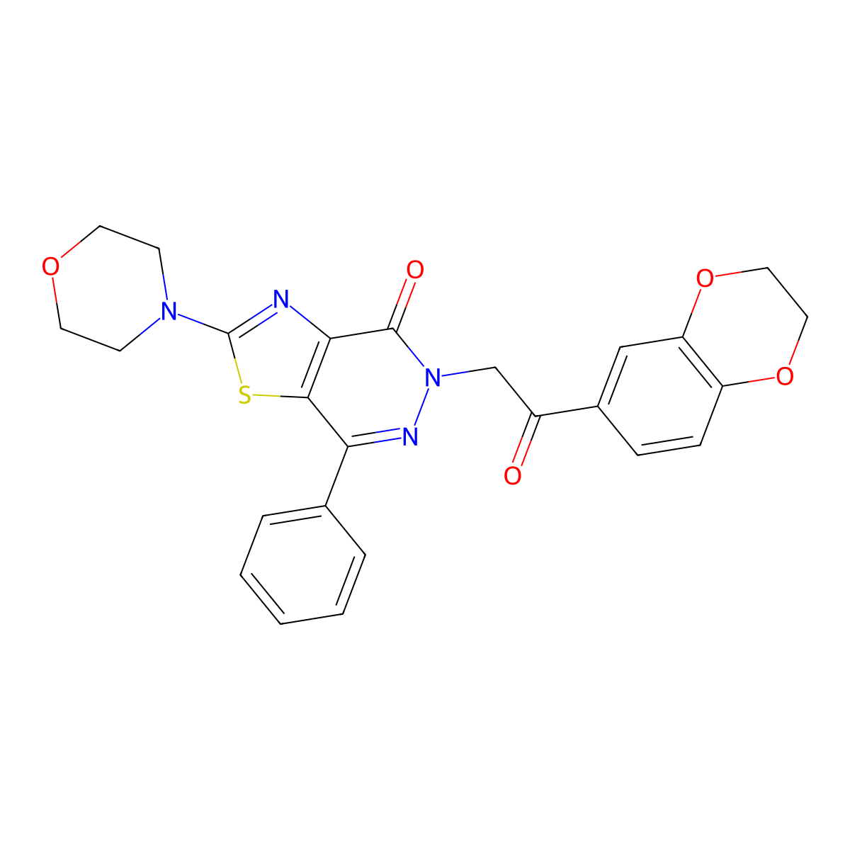 5-(2-(2,3-dihydrobenzo[b][1,4]dioxin-6-yl)-2-oxoethyl)-2-morpholino-7-phenylthiazolo[4,5-d]pyridazin-4(5H)-one molecular structure, CAS 1021078-22-7