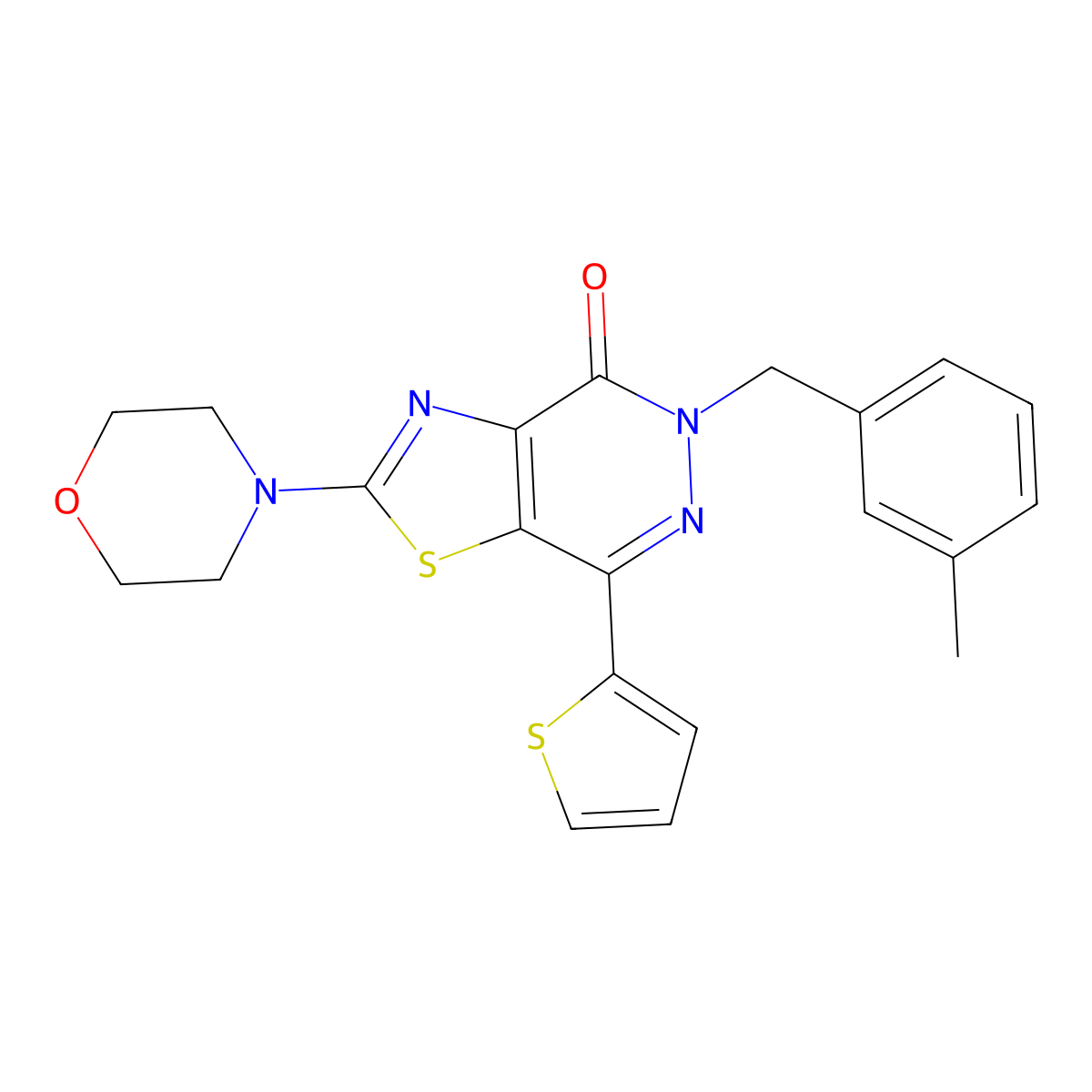5-(3-methylbenzyl)-2-morpholino-7-(thiophen-2-yl)thiazolo[4,5-d]pyridazin-4(5H)-one molecular structure, CAS 1021078-32-9