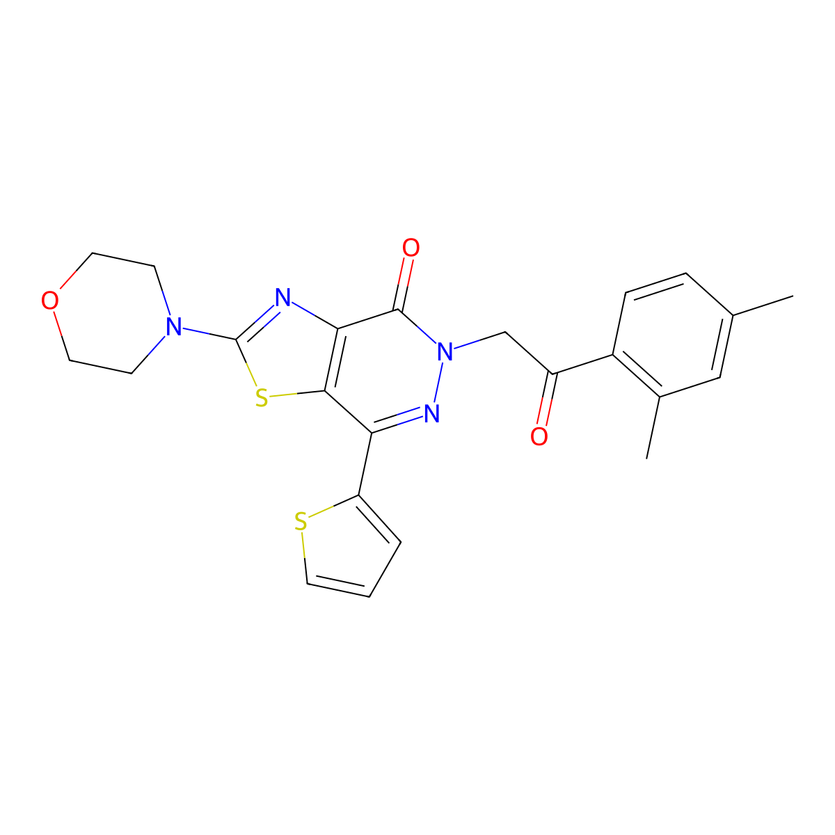 5-(2-(2,4-dimethylphenyl)-2-oxoethyl)-2-morpholino-7-(thiophen-2-yl)thiazolo[4,5-d]pyridazin-4(5H)-one molecular structure, CAS 1021078-36-3