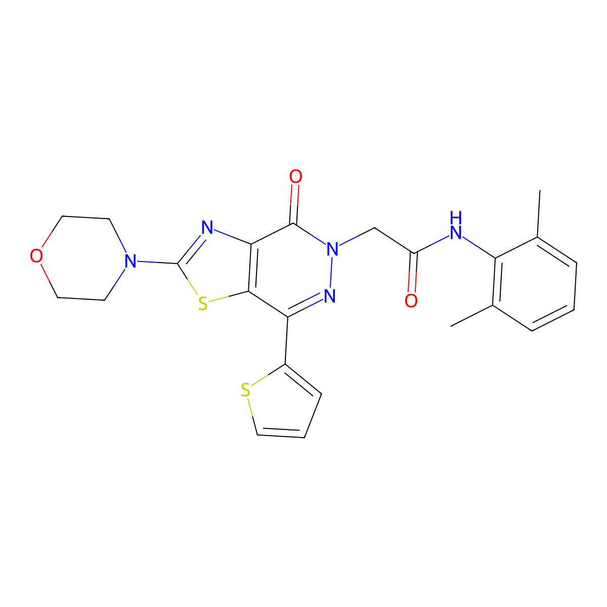 N-(2,6-dimethylphenyl)-2-(2-morpholino-4-oxo-7-(thiophen-2-yl)thiazolo[4,5-d]pyridazin-5(4H)-yl)acetamide molecular structure, CAS 1021078-40-9