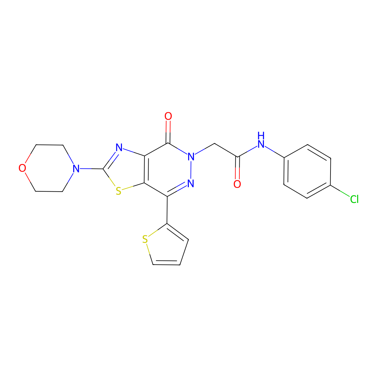 N-(4-chlorophenyl)-2-(2-morpholino-4-oxo-7-(thiophen-2-yl)thiazolo[4,5-d]pyridazin-5(4H)-yl)acetamide molecular structure, CAS 1021078-42-1