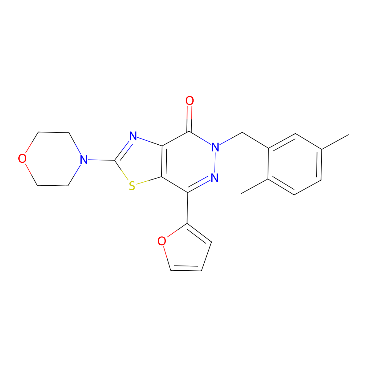 5-(2,5-dimethylbenzyl)-7-(furan-2-yl)-2-morpholinothiazolo[4,5-d]pyridazin-4(5H)-one molecular structure, CAS 1021078-57-8