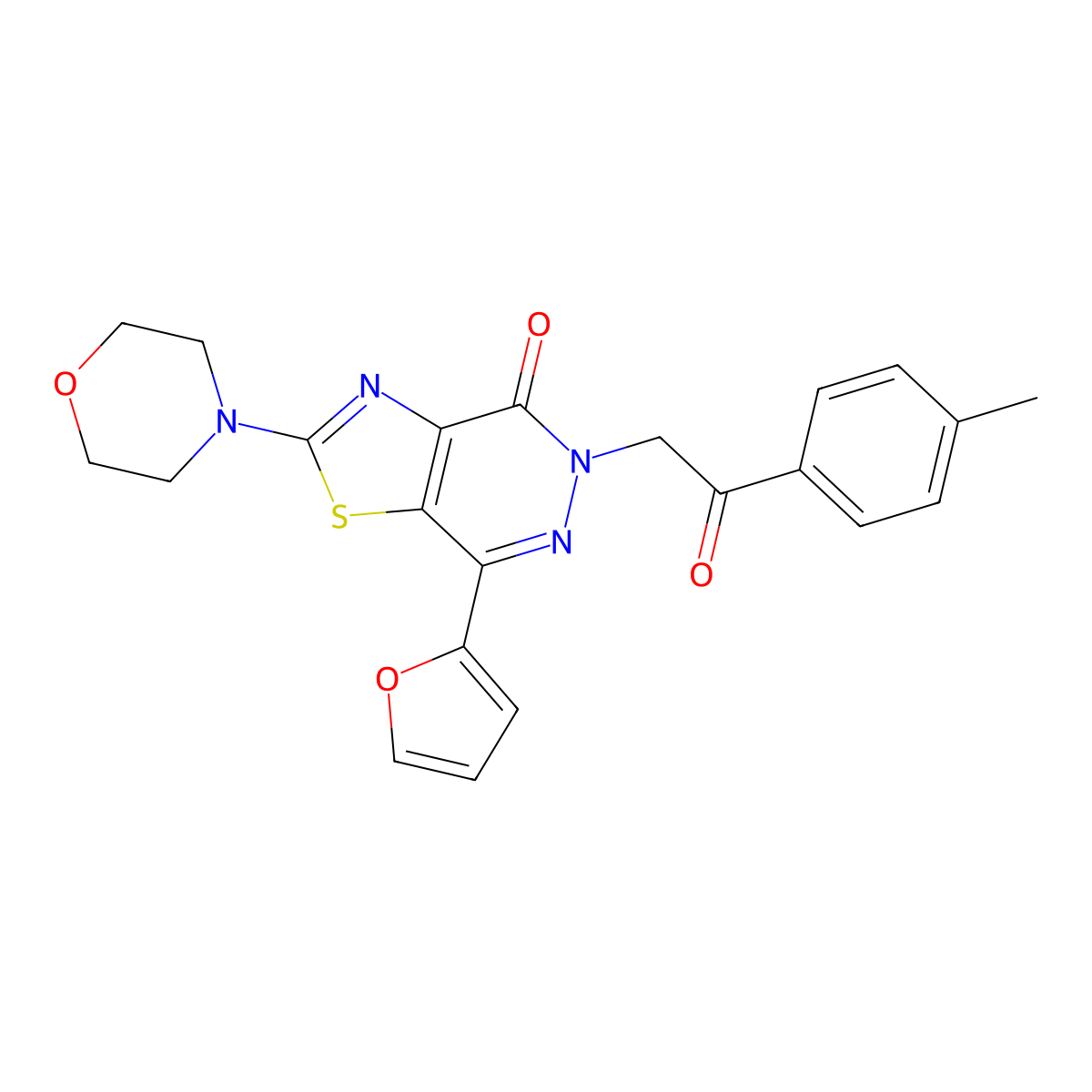 7-(furan-2-yl)-2-morpholino-5-(2-oxo-2-(p-tolyl)ethyl)thiazolo[4,5-d]pyridazin-4(5H)-one molecular structure, CAS 1021078-60-3