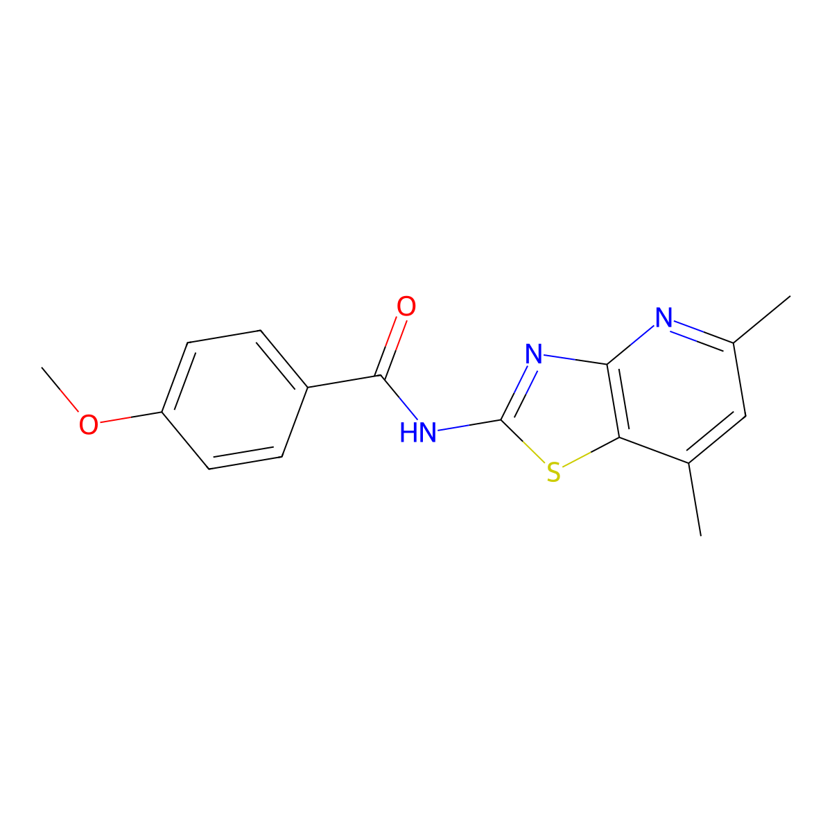 N-(5,7-dimethylthiazolo[4,5-b]pyridin-2-yl)-4-methoxybenzamide molecular structure, CAS 1021078-69-2