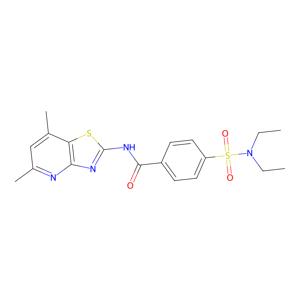 4-(N,N-diethylsulfamoyl)-N-(5,7-dimethylthiazolo[4,5-b]pyridin-2-yl)benzamide molecular structure, CAS 1021078-74-9