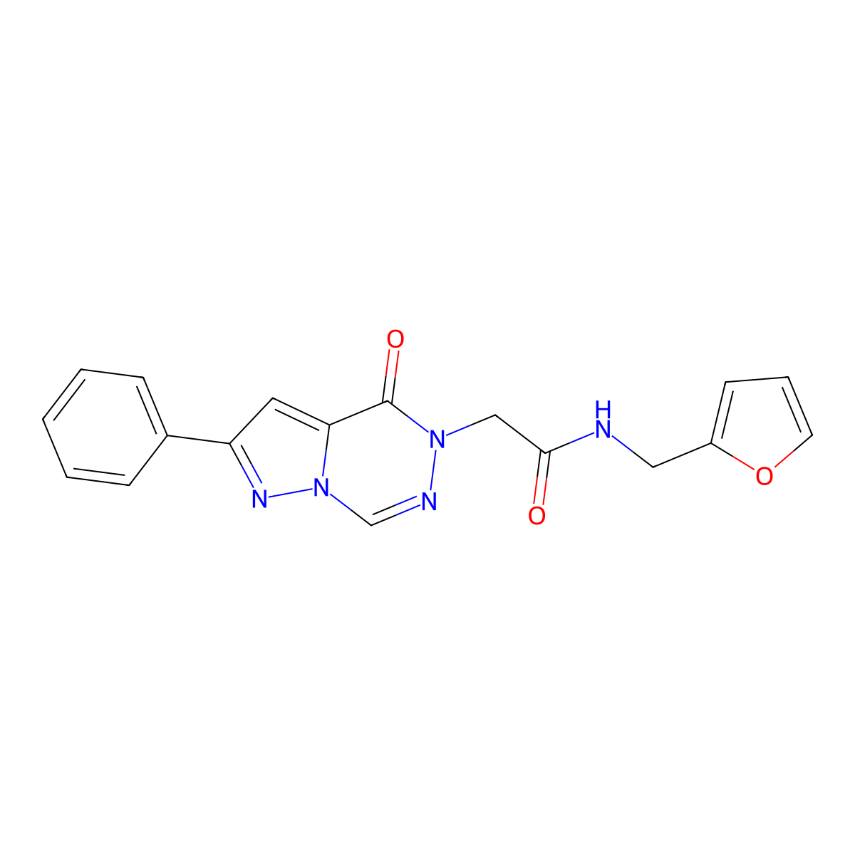 N-(furan-2-ylmethyl)-2-(4-oxo-2-phenylpyrazolo[1,5-d][1,2,4]triazin-5(4H)-yl)acetamide molecular structure, CAS 1021078-82-9