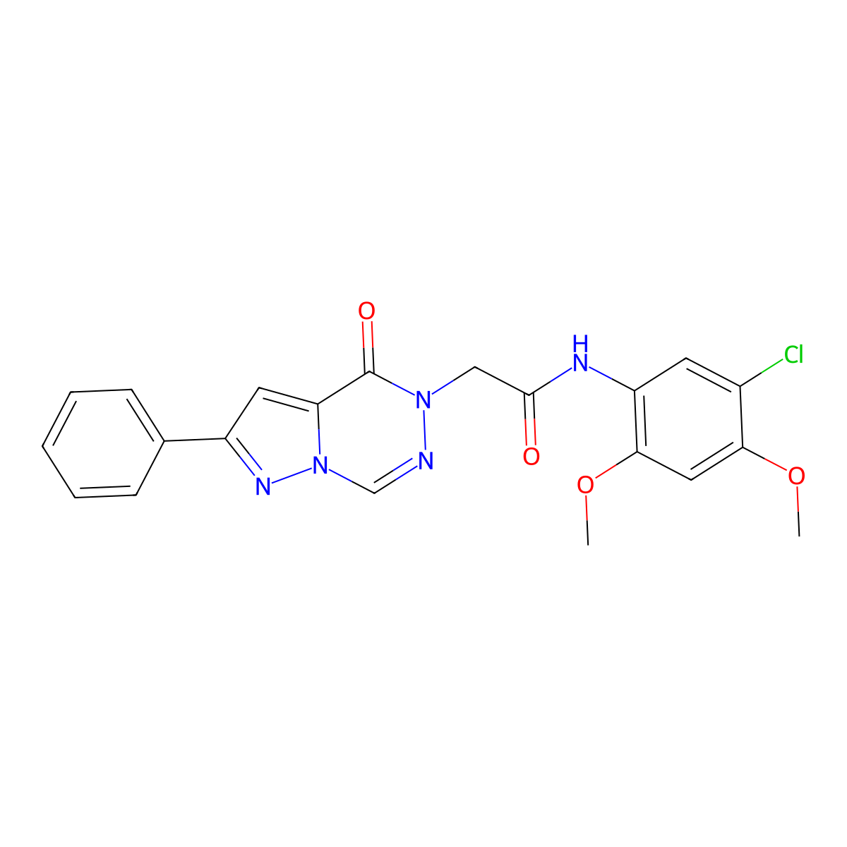 N-(5-chloro-2,4-dimethoxyphenyl)-2-(4-oxo-2-phenylpyrazolo[1,5-d][1,2,4]triazin-5(4H)-yl)acetamide molecular structure, CAS 1021078-89-6