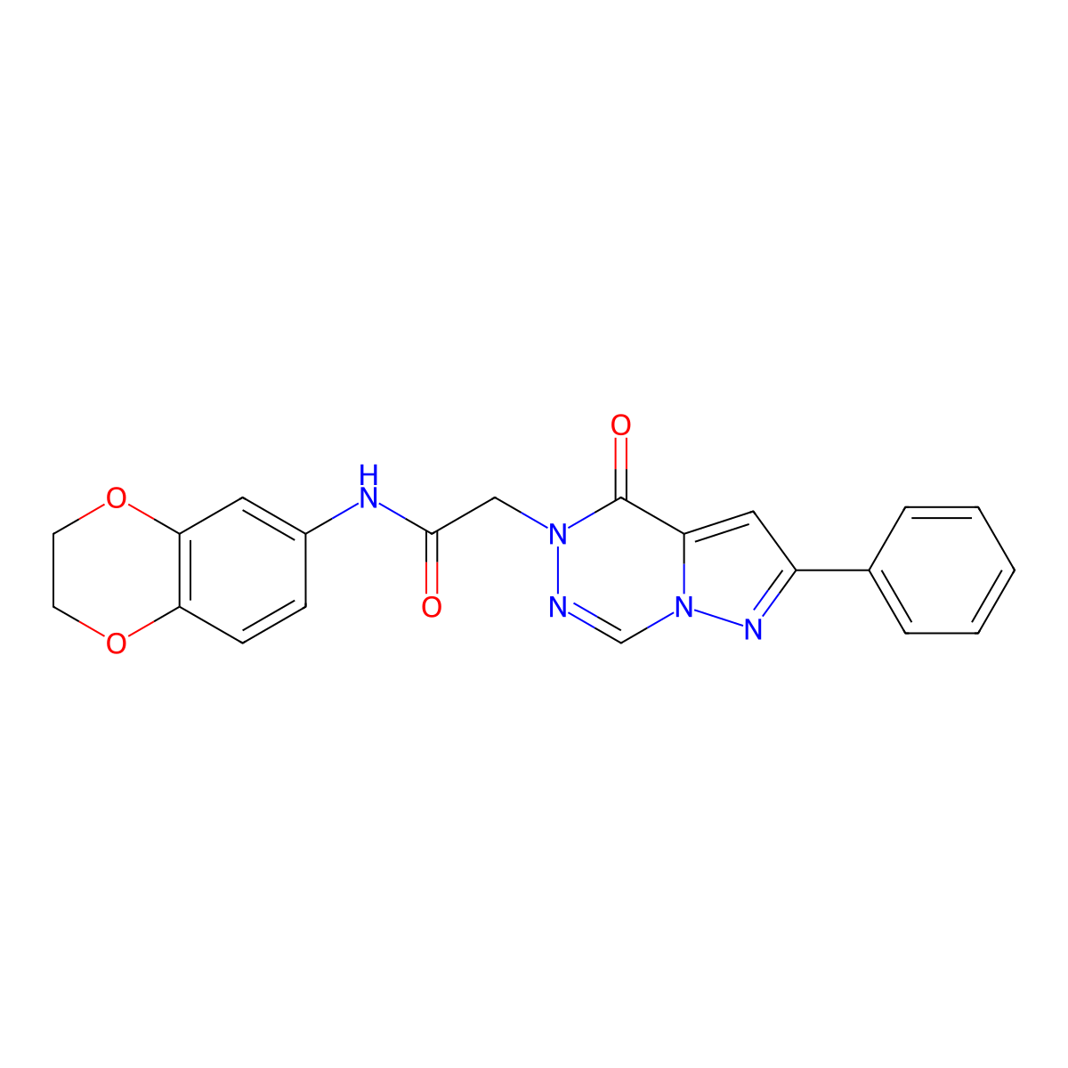 N-(2,3-dihydro-1,4-benzodioxin-6-yl)-2-(4-oxo-2-phenylpyrazolo[1,5-d][1,2,4]triazin-5(4H)-yl)acetamide molecular structure, CAS 1021078-92-1