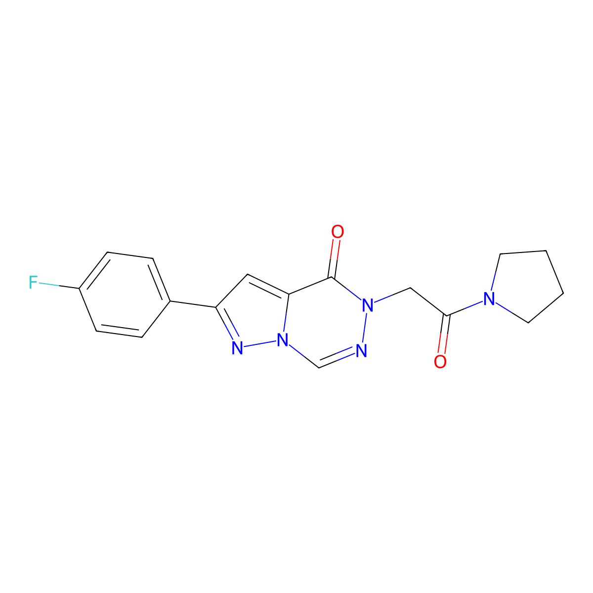 8-(4-Fluorophenyl)-1-(2-oxo-2-(pyrrolidin-1-yl)ethyl)pyrazolo[1,5-d][1,2,4]triazinone molecular structure, CAS 1021078-95-4