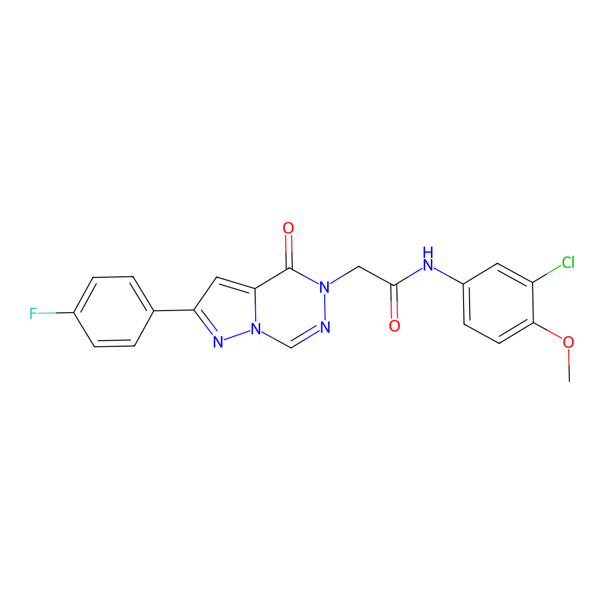 N-(3-chloro-4-methoxyphenyl)-2-[2-(4-fluorophenyl)-4-oxopyrazolo[1,5-d][1,2,4]triazin-5(4H)-yl]acetamide molecular structure, CAS 1021078-98-7