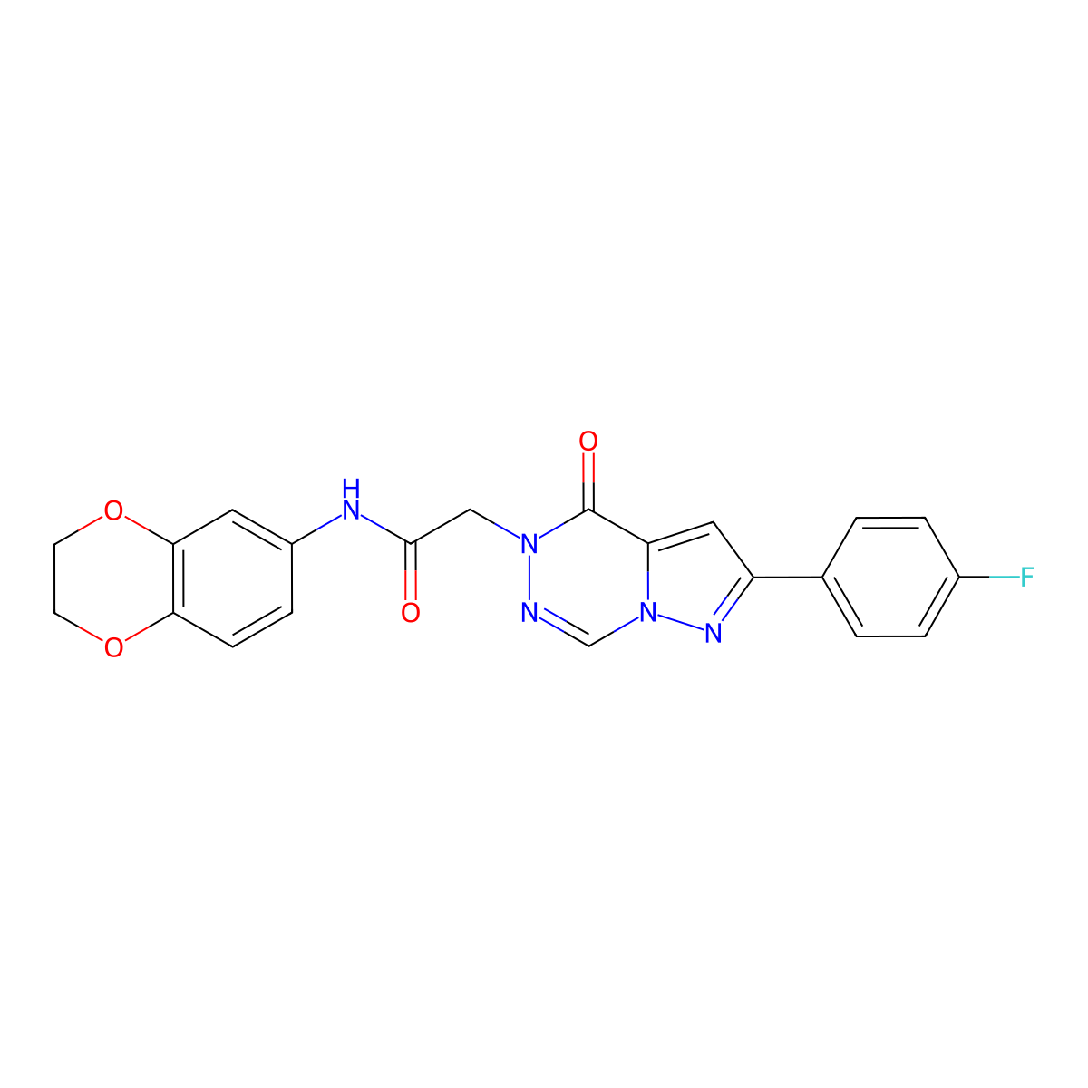N-(2,3-dihydro-1,4-benzodioxin-6-yl)-2-[2-(4-fluorophenyl)-4-oxopyrazolo[1,5-d][1,2,4]triazin-5(4H)-yl]acetamide molecular structure, CAS 1021079-04-8
