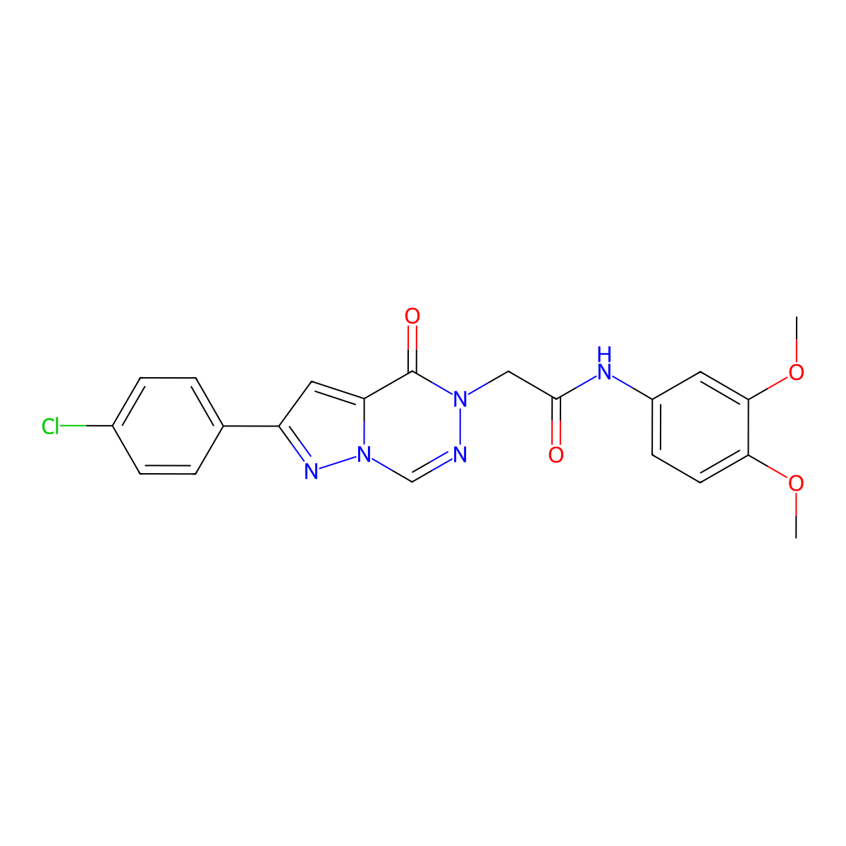 2-(8-(4-chlorophenyl)-(oxo)pyrazolo[1,5-d][1,2,4]triazin-1-yl)-N-(3,4-dimethoxyphenyl)acetamide molecular structure, CAS 1021079-12-8
